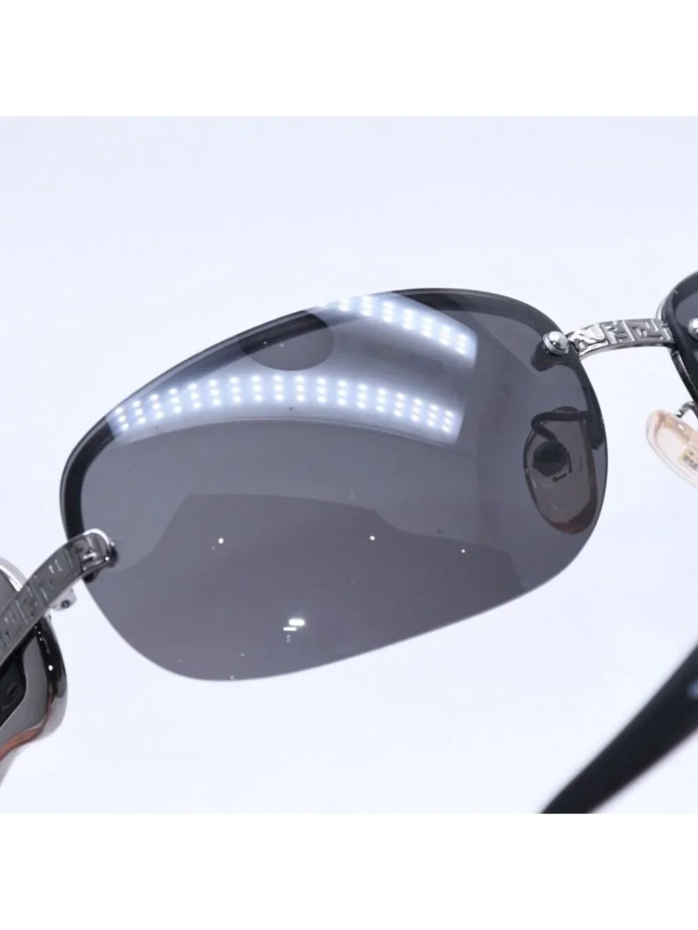 Fendi Half Rim Sunglasses Eyewear 060 Belt Temple Black